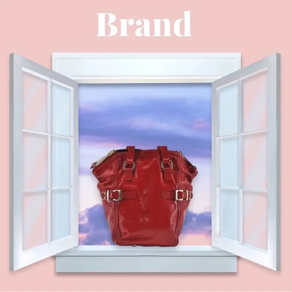 Authentic YVES SAINT LAURENTDowntown Mini Hand Bag Enamel Red 2866E